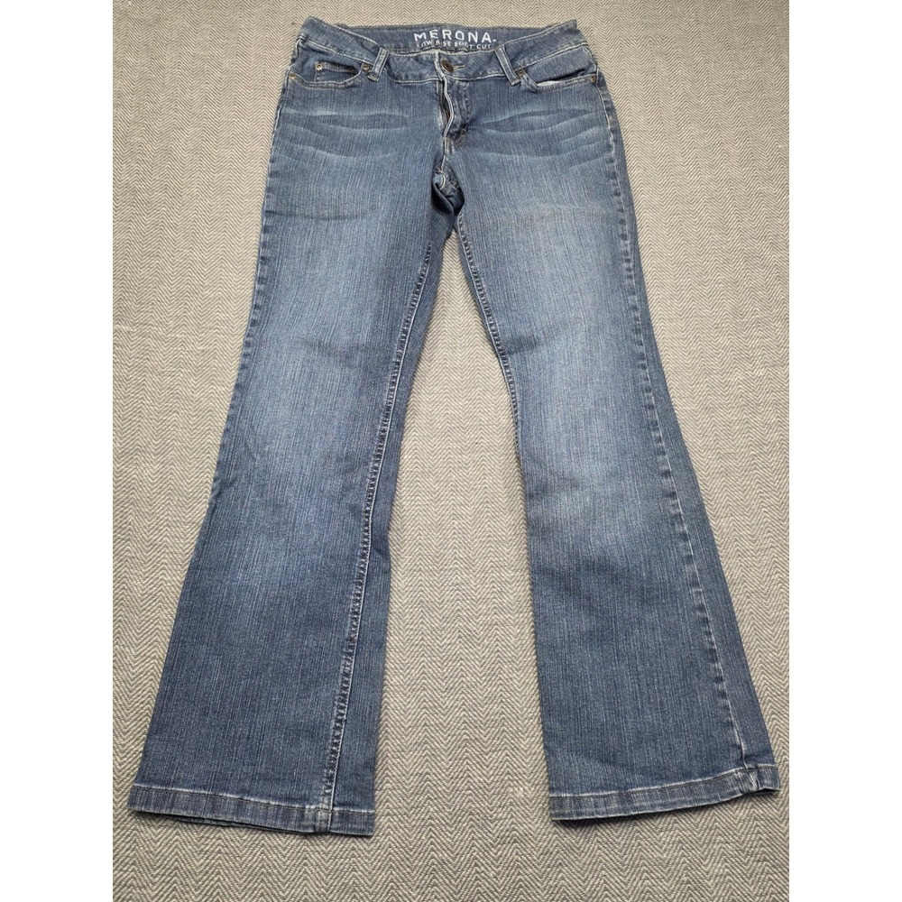 Merona Womens Low Rise Bootcut Jeans Medium Wash Blue Denim Size‎ 10R Stretch